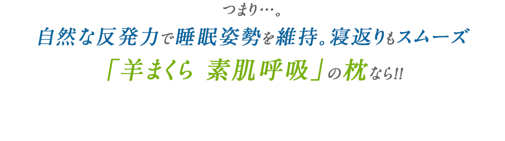 つまり…。自然な反発力で睡眠姿勢を維持。寝返りもスムーズ「羊まくら　素肌呼吸」の枕なら