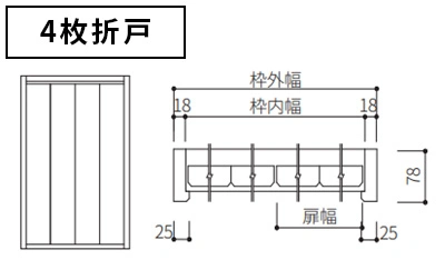 4枚折戸 納まり図